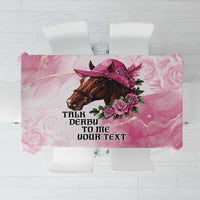 Personalized Kentucky Horse Race Tablecloth Big Hats And Horses Pink Out Party