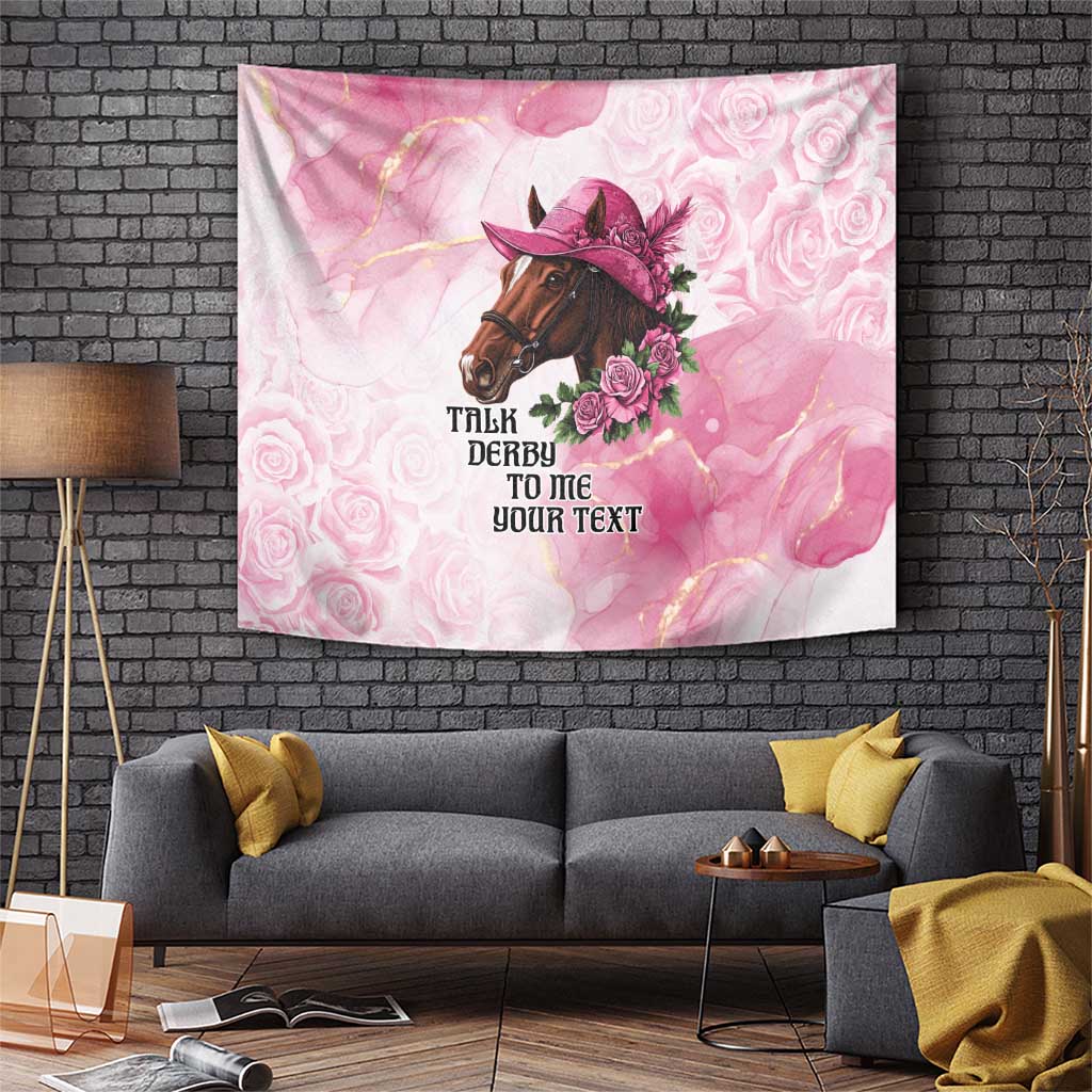 Personalized Kentucky Horse Race Tapestry Big Hats And Horses Pink Out Party