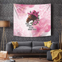 Personalized Kentucky Horse Race Tapestry Big Hats And Horses Pink Out Party