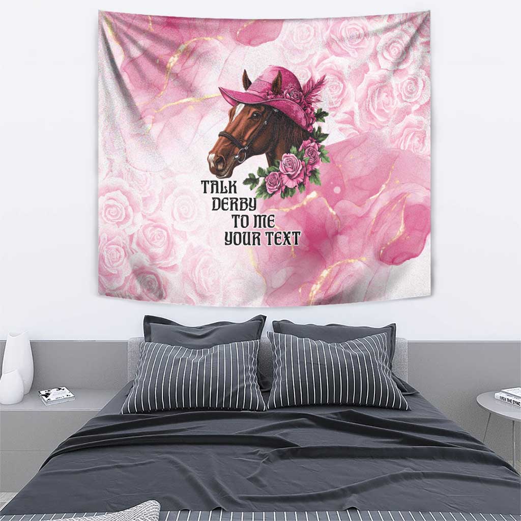 Personalized Kentucky Horse Race Tapestry Big Hats And Horses Pink Out Party