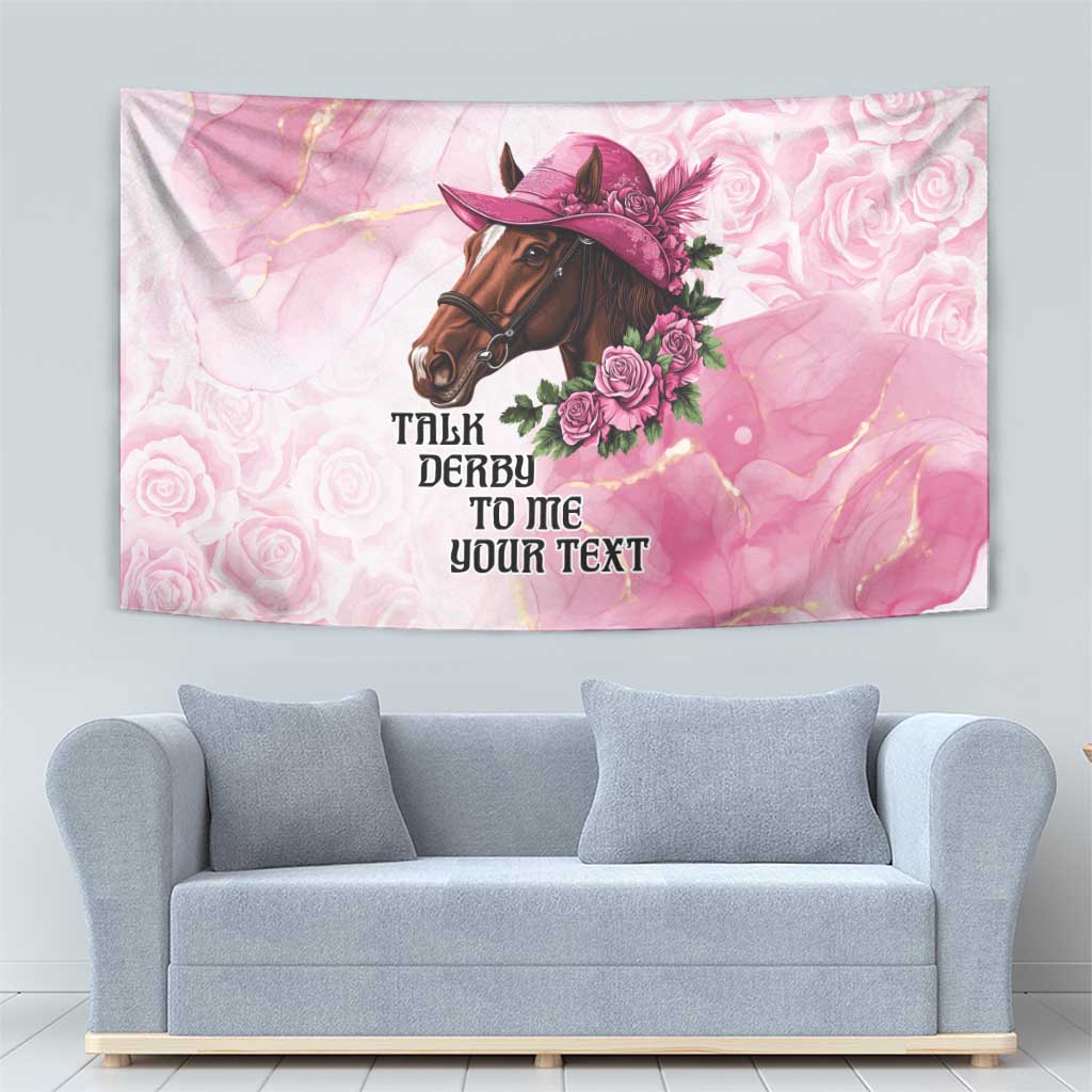 Personalized Kentucky Horse Race Tapestry Big Hats And Horses Pink Out Party