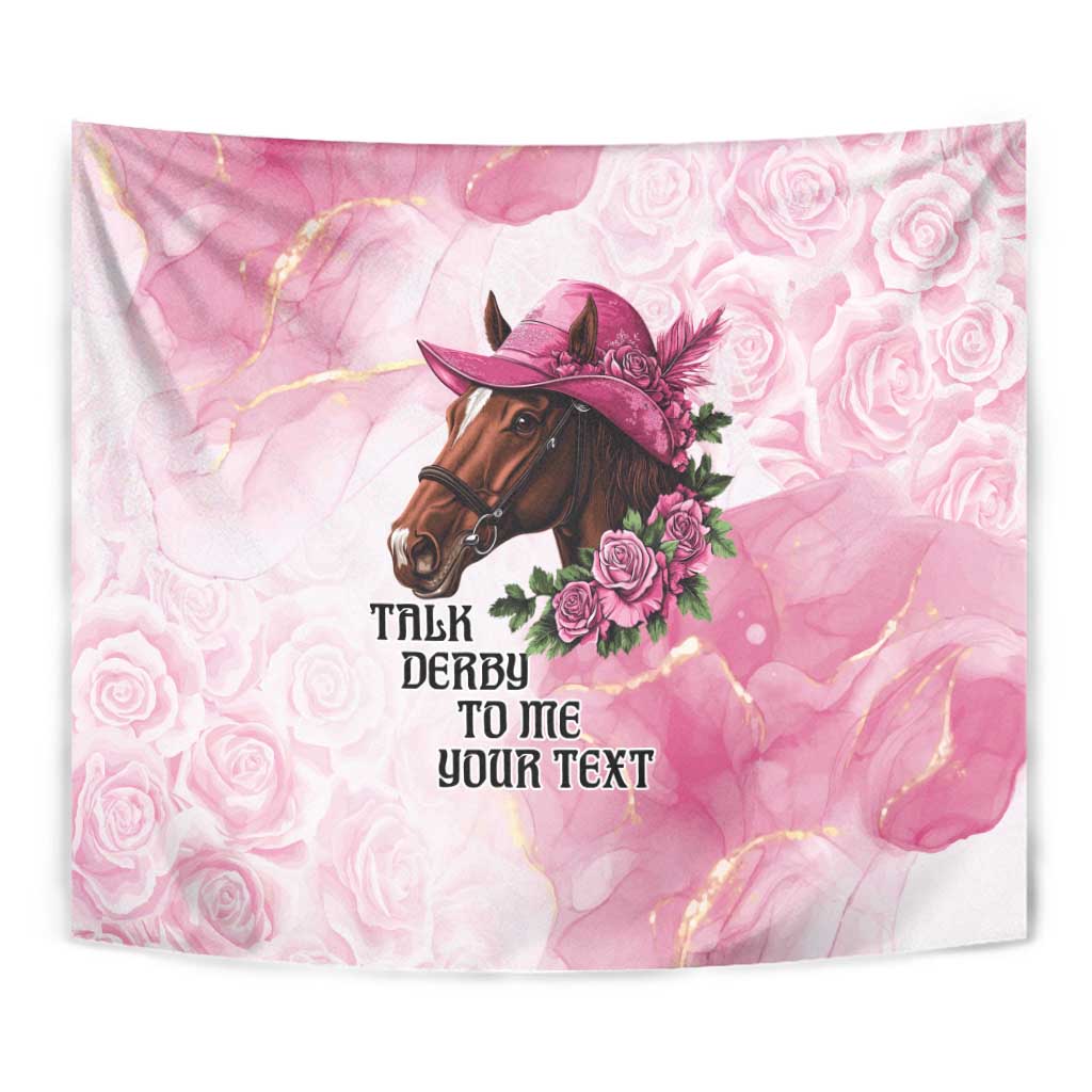 Personalized Kentucky Horse Race Tapestry Big Hats And Horses Pink Out Party