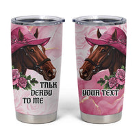 Personalized Kentucky Horse Race Tumbler Cup Big Hats And Horses Pink Out Party
