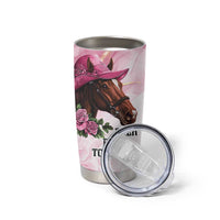 Personalized Kentucky Horse Race Tumbler Cup Big Hats And Horses Pink Out Party