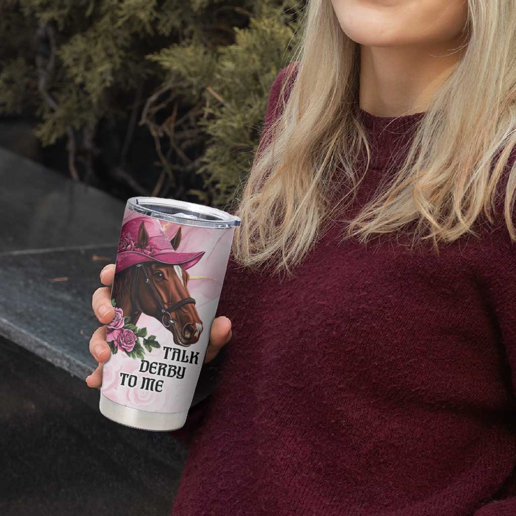 Personalized Kentucky Horse Race Tumbler Cup Big Hats And Horses Pink Out Party