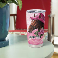 Personalized Kentucky Horse Race Tumbler Cup Big Hats And Horses Pink Out Party