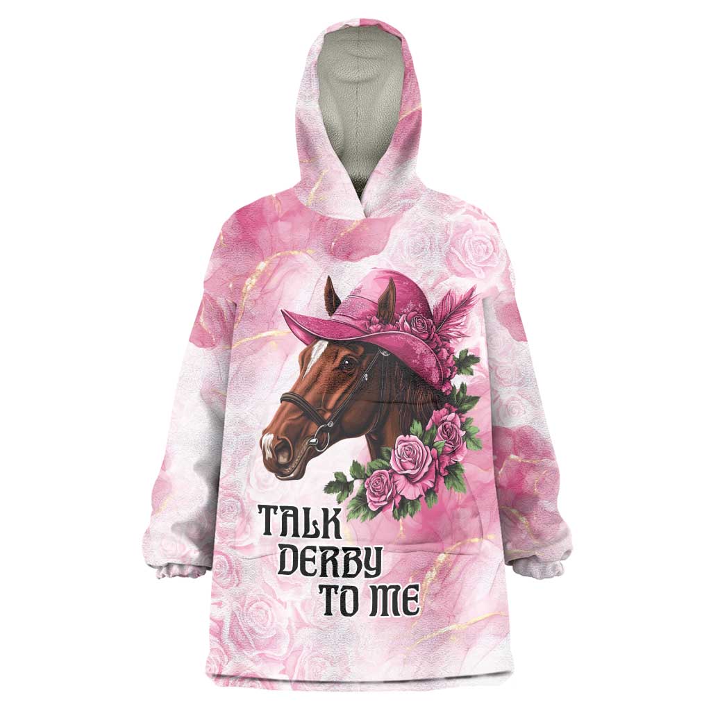 Personalized Kentucky Horse Race Wearable Blanket Hoodie Big Hats And Horses Pink Out Party