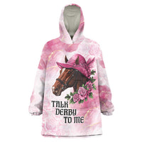 Personalized Kentucky Horse Race Wearable Blanket Hoodie Big Hats And Horses Pink Out Party