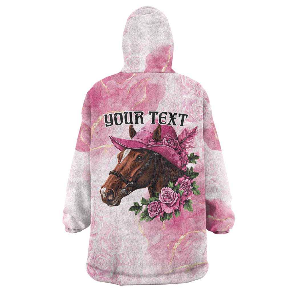 Personalized Kentucky Horse Race Wearable Blanket Hoodie Big Hats And Horses Pink Out Party