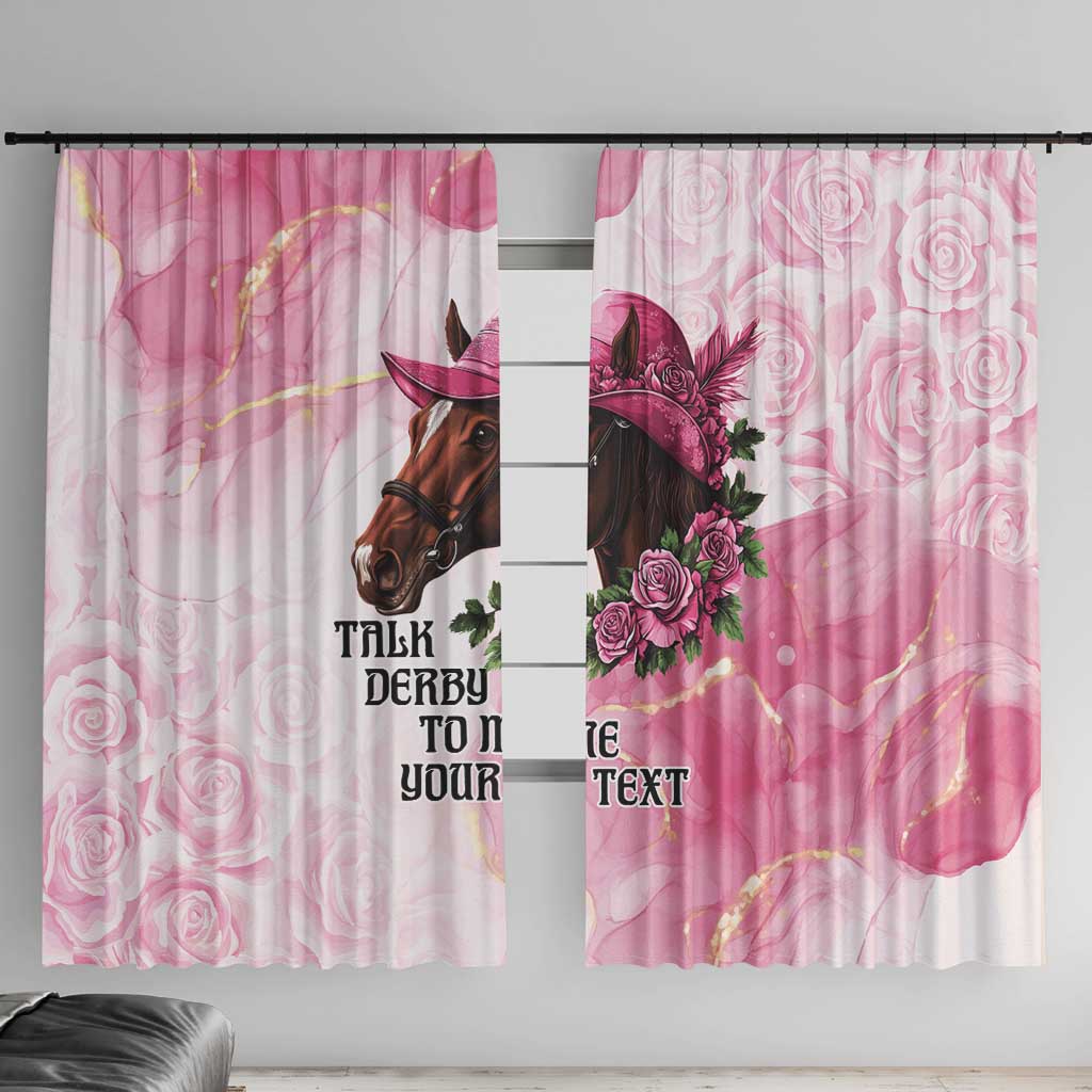 Personalized Kentucky Horse Race Window Curtain Big Hats And Horses Pink Out Party