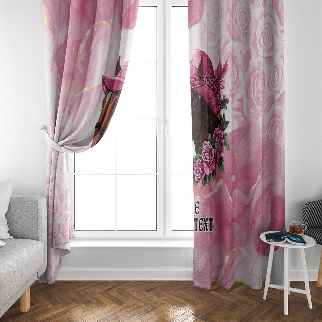 Personalized Kentucky Horse Race Window Curtain Big Hats And Horses Pink Out Party