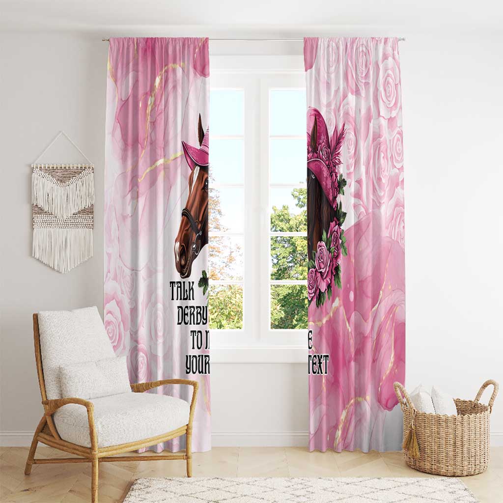 Personalized Kentucky Horse Race Window Curtain Big Hats And Horses Pink Out Party