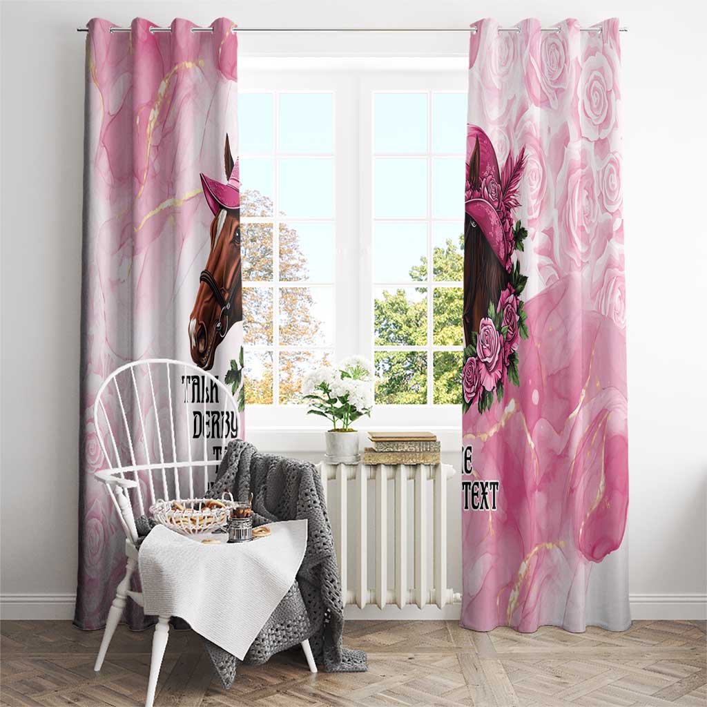 Personalized Kentucky Horse Race Window Curtain Big Hats And Horses Pink Out Party