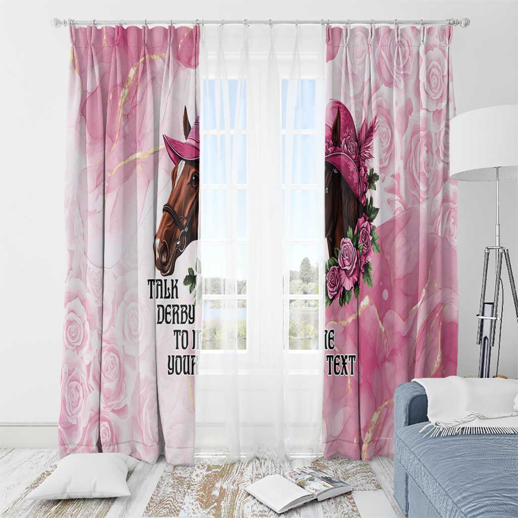Personalized Kentucky Horse Race Window Curtain Big Hats And Horses Pink Out Party