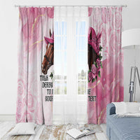 Personalized Kentucky Horse Race Window Curtain Big Hats And Horses Pink Out Party