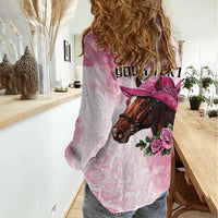 Personalized Kentucky Horse Race Women Casual Shirt Big Hats And Horses Pink Out Party