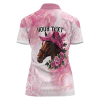 Personalized Kentucky Horse Race Women Polo Shirt Big Hats And Horses Pink Out Party