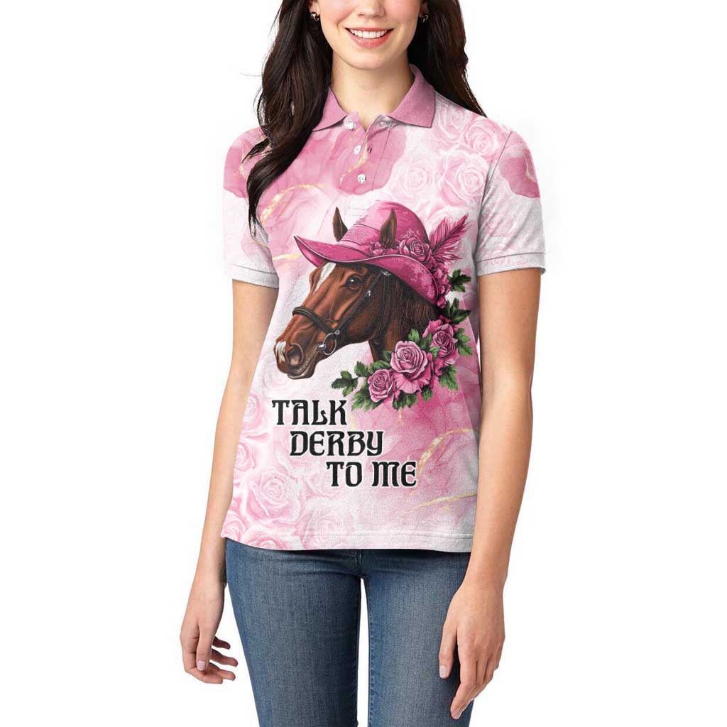 Personalized Kentucky Horse Race Women Polo Shirt Big Hats And Horses Pink Out Party