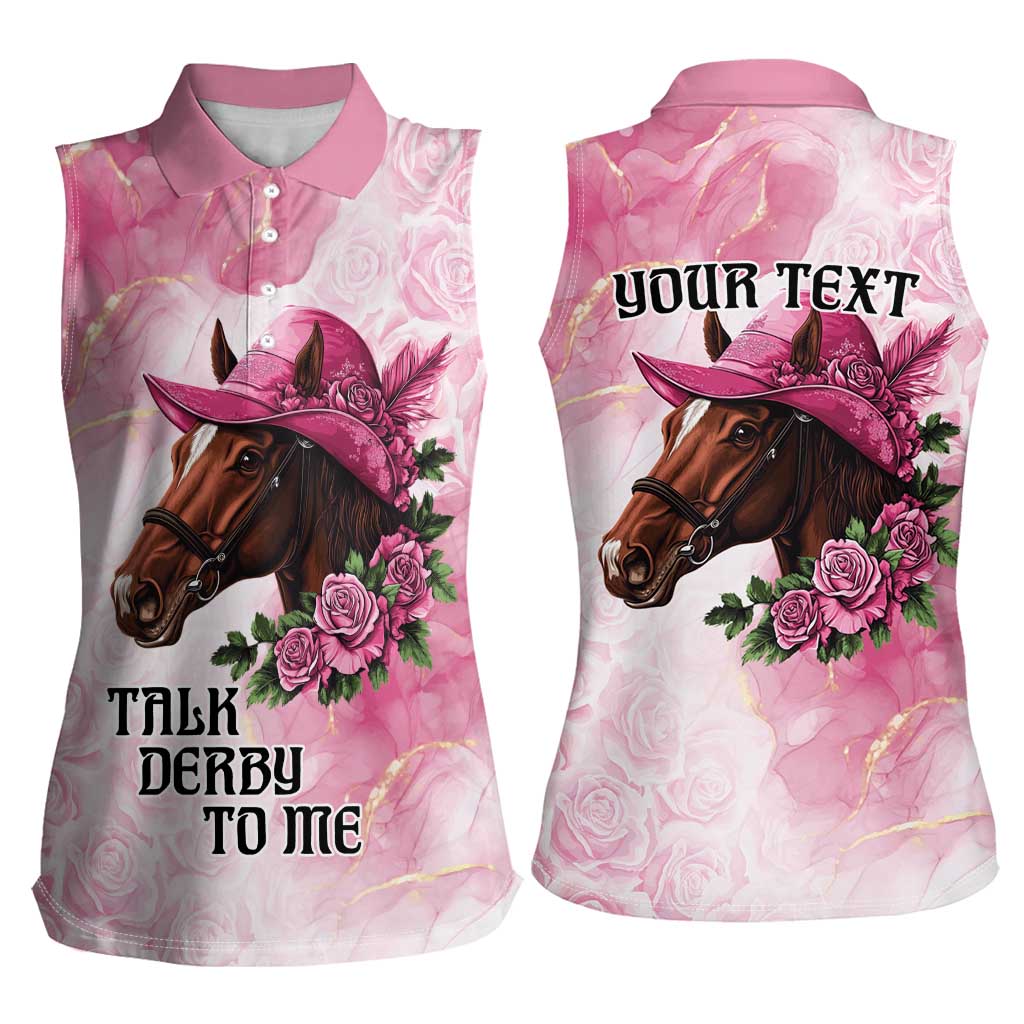 Personalized Kentucky Horse Race Women Sleeveless Polo Shirt Big Hats And Horses Pink Out Party