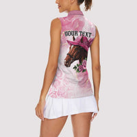 Personalized Kentucky Horse Race Women Sleeveless Polo Shirt Big Hats And Horses Pink Out Party