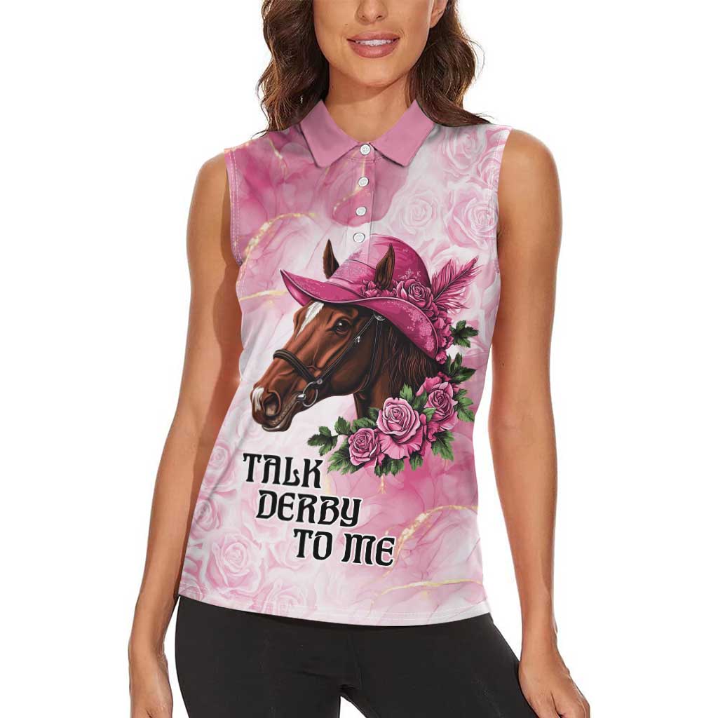 Personalized Kentucky Horse Race Women Sleeveless Polo Shirt Big Hats And Horses Pink Out Party