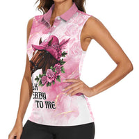 Personalized Kentucky Horse Race Women Sleeveless Polo Shirt Big Hats And Horses Pink Out Party