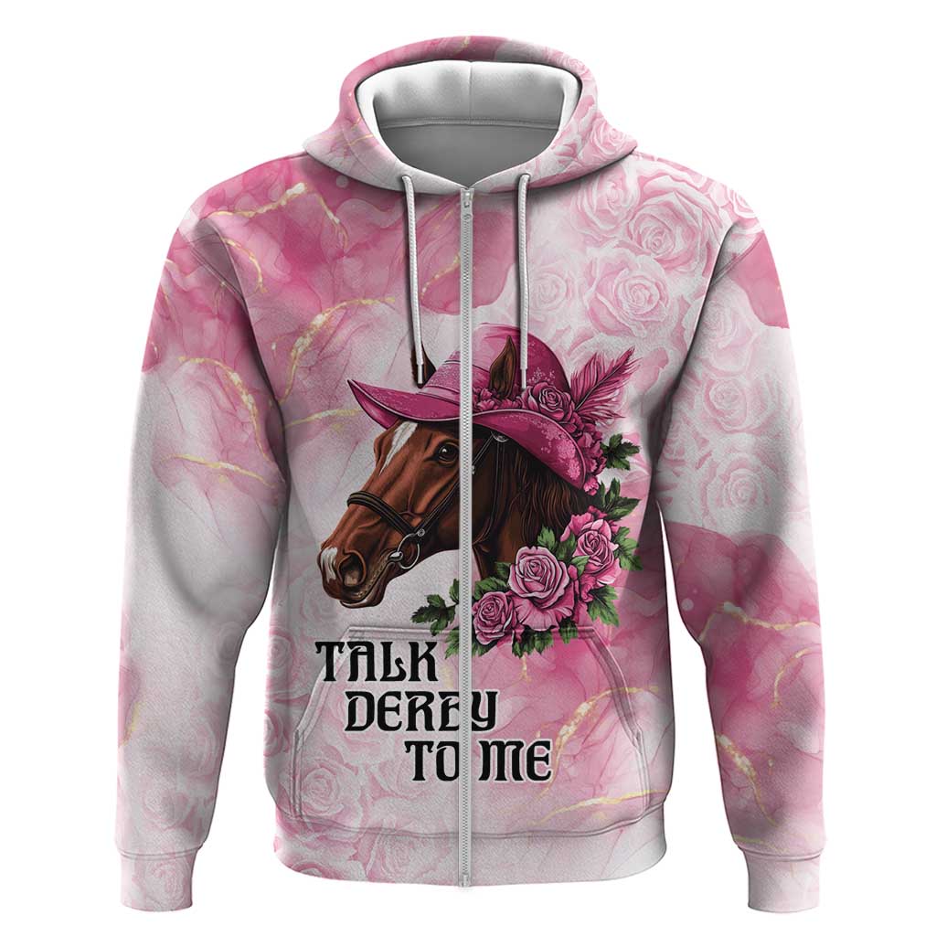 Personalized Kentucky Horse Race Zip Hoodie Big Hats And Horses Pink Out Party