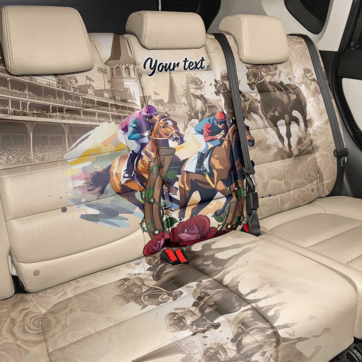 Personalized Kentucky Horse Race Back Car Seat Cover Race for Rosse