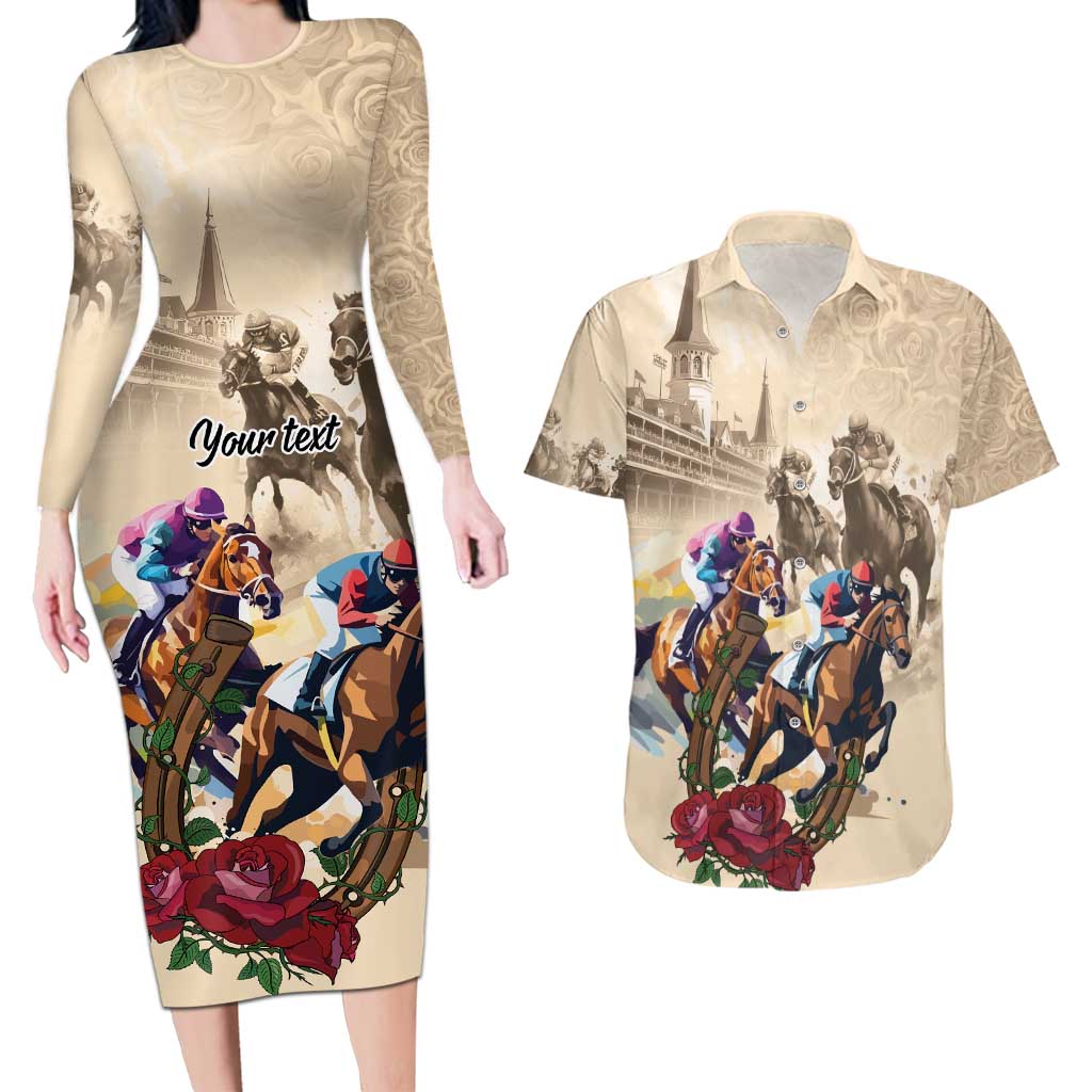 Personalized Kentucky Horse Race Couples Matching Long Sleeve Bodycon Dress and Hawaiian Shirt Race for Rosse