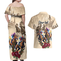 Personalized Kentucky Horse Race Couples Matching Off Shoulder Maxi Dress and Hawaiian Shirt Race for Rosse