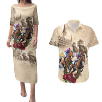 Personalized Kentucky Horse Race Couples Matching Puletasi and Hawaiian Shirt Race for Rosse
