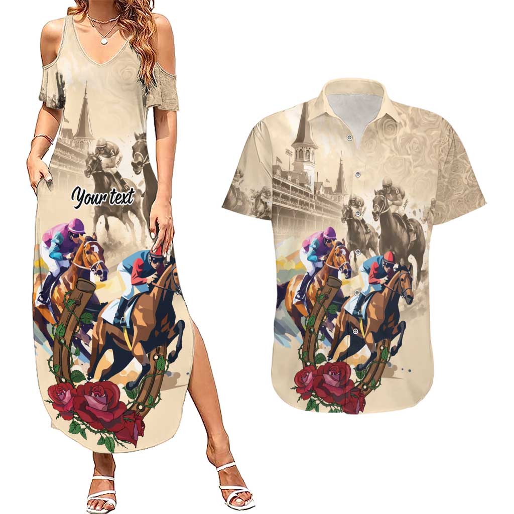 Personalized Kentucky Horse Race Couples Matching Summer Maxi Dress and Hawaiian Shirt Race for Rosse