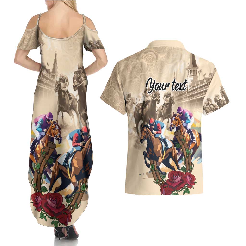 Personalized Kentucky Horse Race Couples Matching Summer Maxi Dress and Hawaiian Shirt Race for Rosse