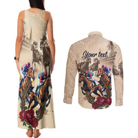 Personalized Kentucky Horse Race Couples Matching Tank Maxi Dress and Long Sleeve Button Shirt Race for Rosse