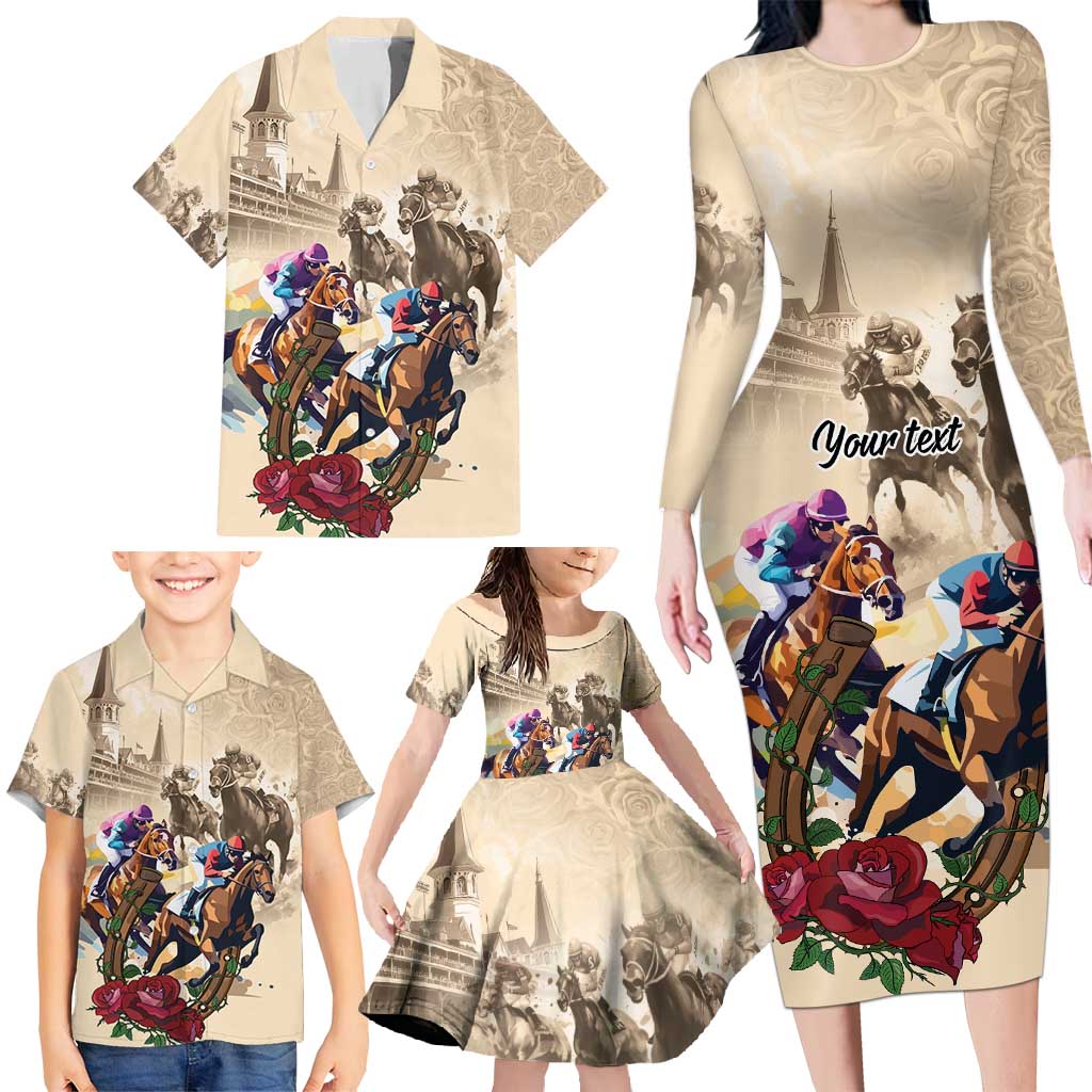 Personalized Kentucky Horse Race Family Matching Long Sleeve Bodycon Dress and Hawaiian Shirt Race for Rosse
