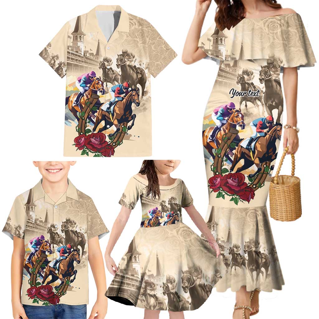 Personalized Kentucky Horse Race Family Matching Mermaid Dress and Hawaiian Shirt Race for Rosse