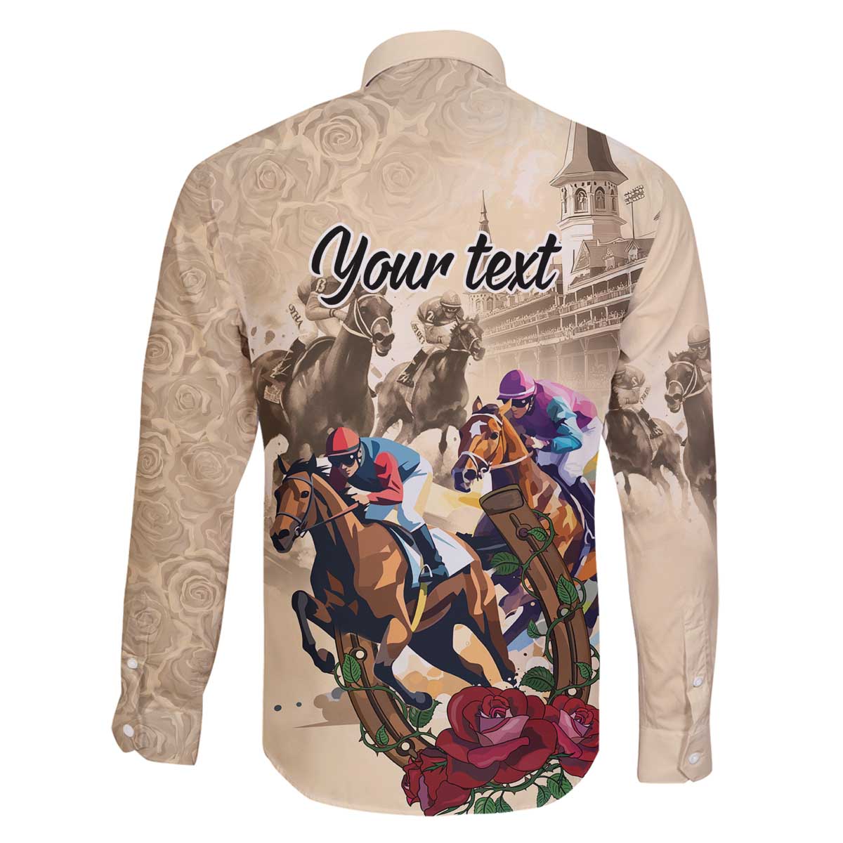 Personalized Kentucky Horse Race Family Matching Off The Shoulder Long Sleeve Dress and Hawaiian Shirt Race for Rosse