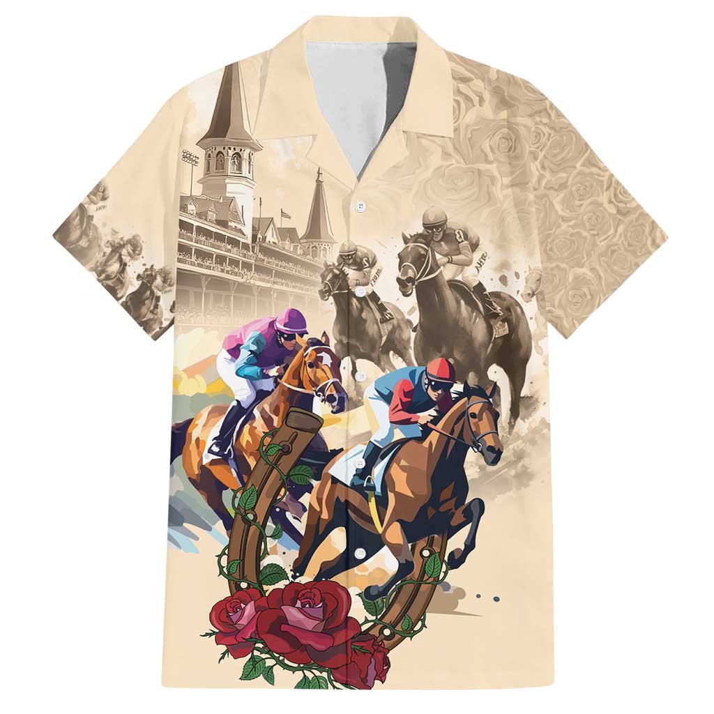 Personalized Kentucky Horse Race Family Matching Off Shoulder Maxi Dress and Hawaiian Shirt Race for Rosse