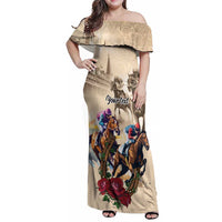 Personalized Kentucky Horse Race Family Matching Off Shoulder Maxi Dress and Hawaiian Shirt Race for Rosse