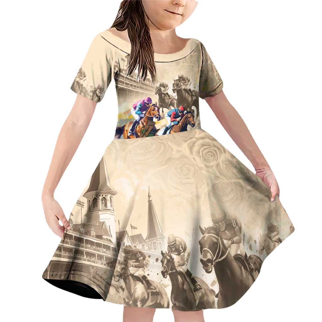 Personalized Kentucky Horse Race Family Matching Off Shoulder Short Dress and Hawaiian Shirt Race for Rosse