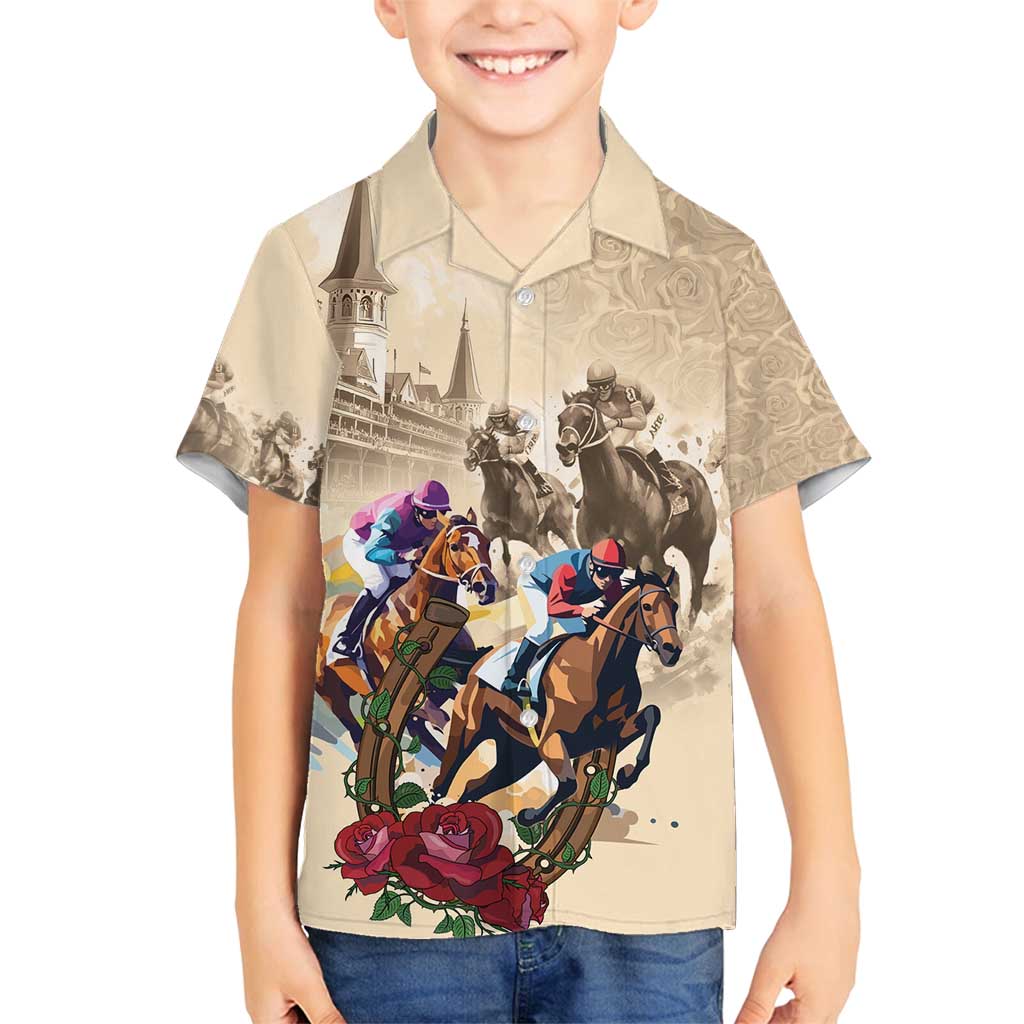 Personalized Kentucky Horse Race Family Matching Off Shoulder Short Dress and Hawaiian Shirt Race for Rosse