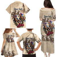 Personalized Kentucky Horse Race Family Matching Puletasi and Hawaiian Shirt Race for Rosse
