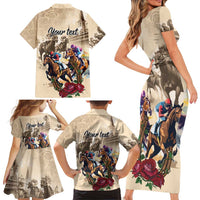 Personalized Kentucky Horse Race Family Matching Short Sleeve Bodycon Dress and Hawaiian Shirt Race for Rosse