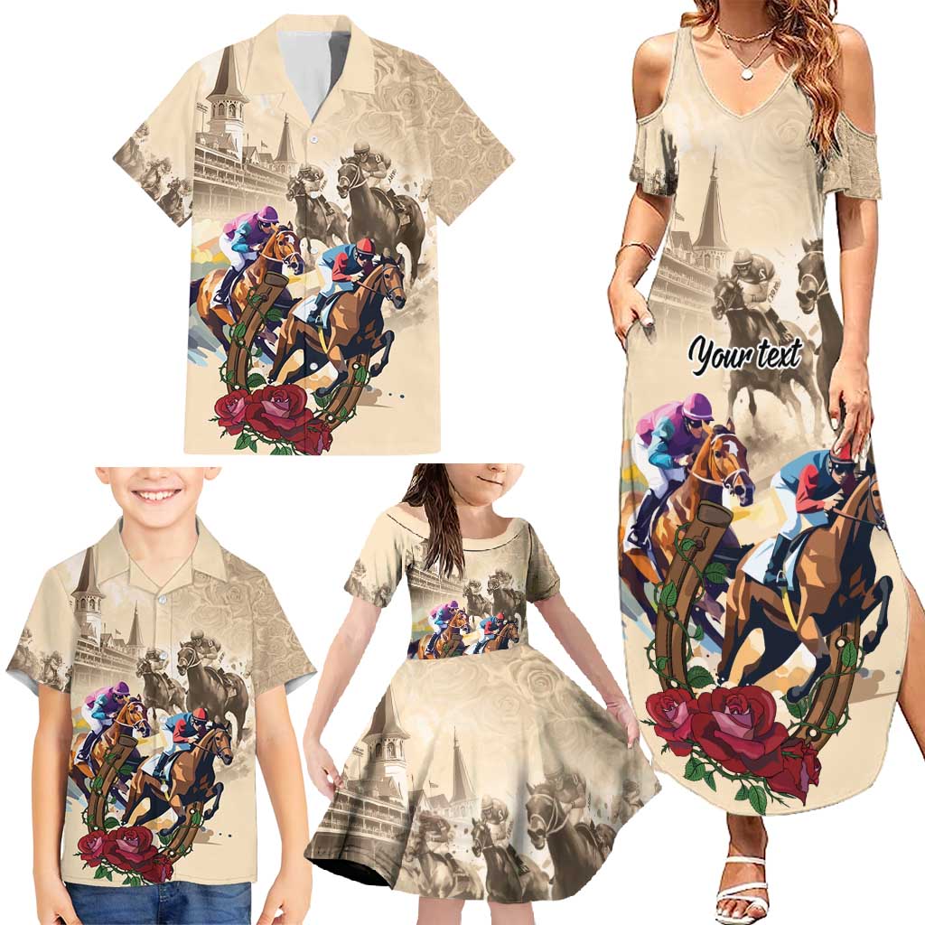 Personalized Kentucky Horse Race Family Matching Summer Maxi Dress and Hawaiian Shirt Race for Rosse