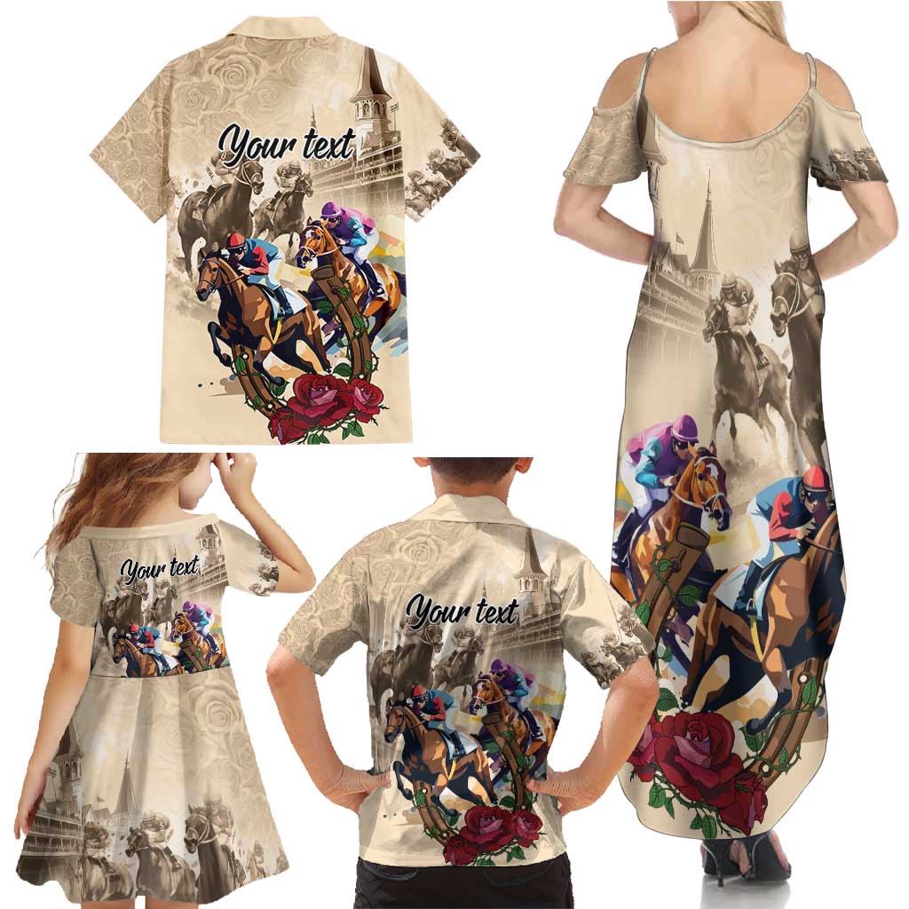 Personalized Kentucky Horse Race Family Matching Summer Maxi Dress and Hawaiian Shirt Race for Rosse
