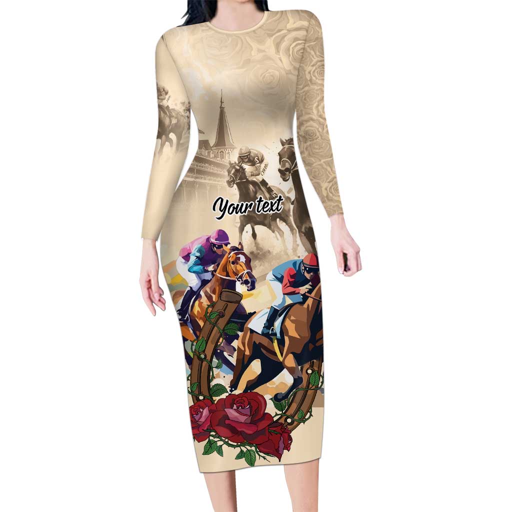 Personalized Kentucky Horse Race Long Sleeve Bodycon Dress Race for Rosse