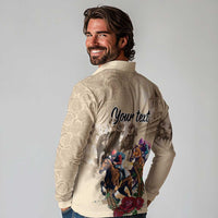 Personalized Kentucky Horse Race Long Sleeve Polo Shirt Race for Rosse