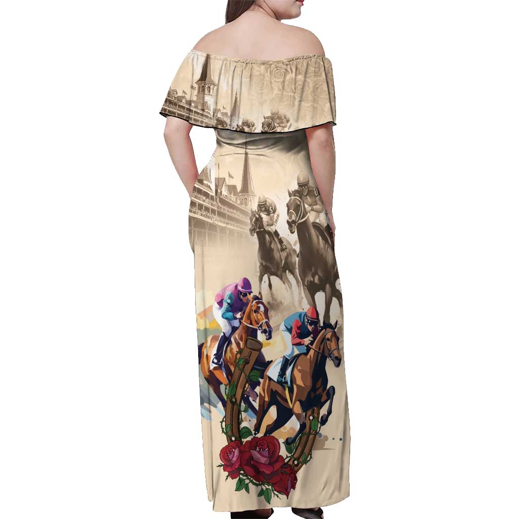 Personalized Kentucky Horse Race Off Shoulder Maxi Dress Race for Rosse