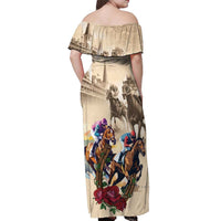 Personalized Kentucky Horse Race Off Shoulder Maxi Dress Race for Rosse