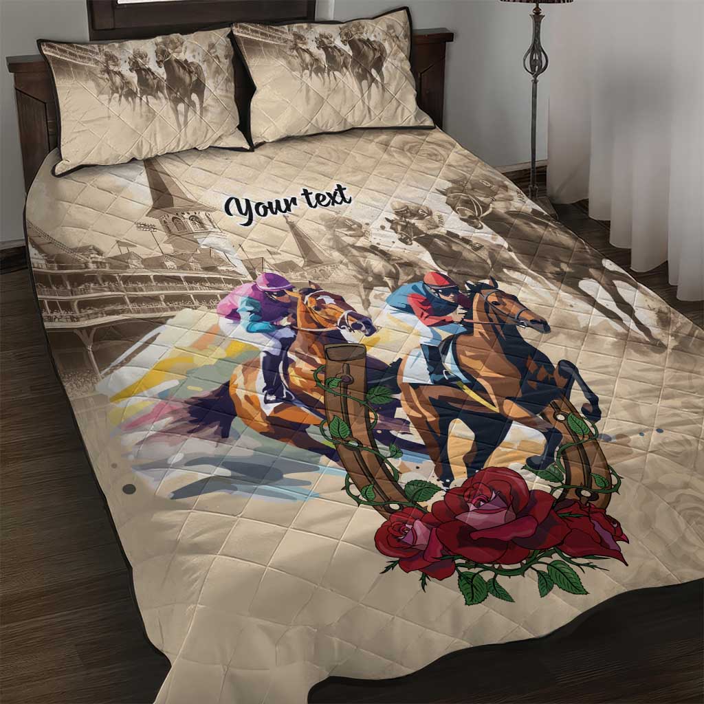 Personalized Kentucky Horse Race Quilt Bed Set Race for Rosse